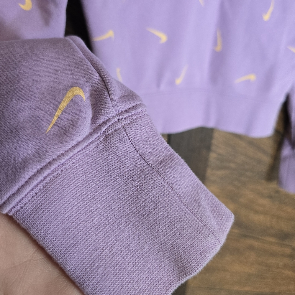 Nike Kids Girls Purple Cropped Hoodie with Peach Swooshes Size Small - Picture 5 of 6